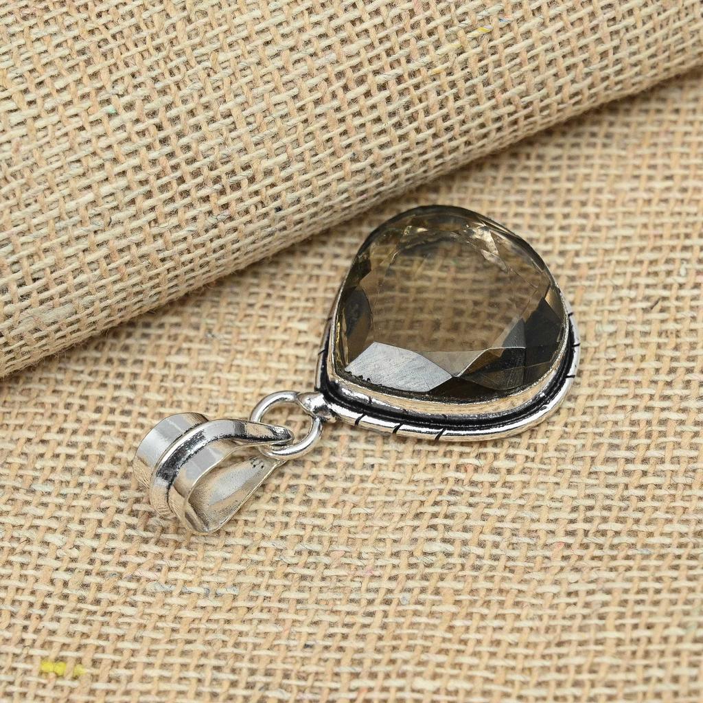 Дымчатый топаз Gemstone 925 Sterling Silver Ювелирные изделия ручной работы Свадебный подарок Подвеска