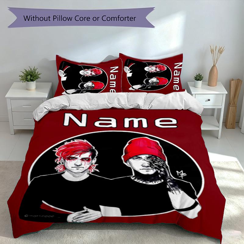 3pcs Custom Name twenty one pilots Bedding Set,Includes 1 Duvet Cover and 2 Pillowcases,All-season Bedroom Decor