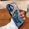 Cartoon Butterfly Glitter Quicksand Case for iPhone 16 15 14 13 Pro Max Plus 11 12 Plating Gradient Bling Camera Film Soft Cover