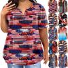 Женская большая футболка, летняя повседневная футболка с v-образным вырезом и коротким рукавом с принтом на День независимости, карманный топ с короткими рукавами