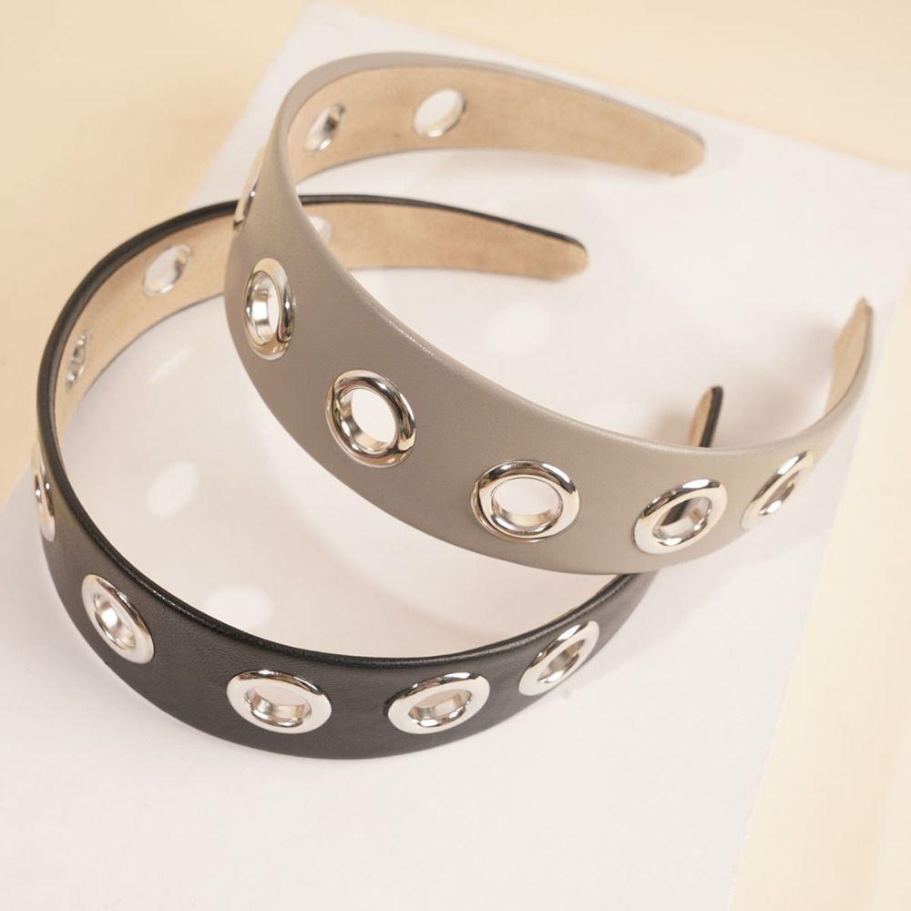Solid Color Hollow Metal Headband Metal Ring Punk Headwrap Punk Style