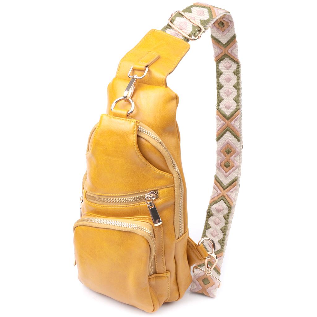 Яркая женская сумка-слинг через плечо из экокожи VINTAGE Bag 22753 Желтый