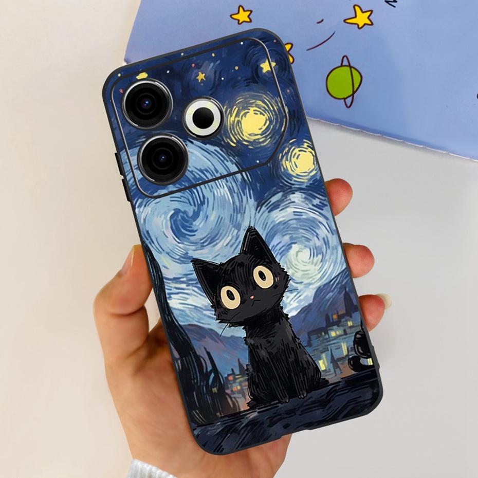 Модный Чехол 2024 года Для Tecno Pova 6 Neo Черный Силиконовый Мягкий ТПУ Задняя Крышка Для Tecno Pova 6Neo 4G Чехлы Для Телефона