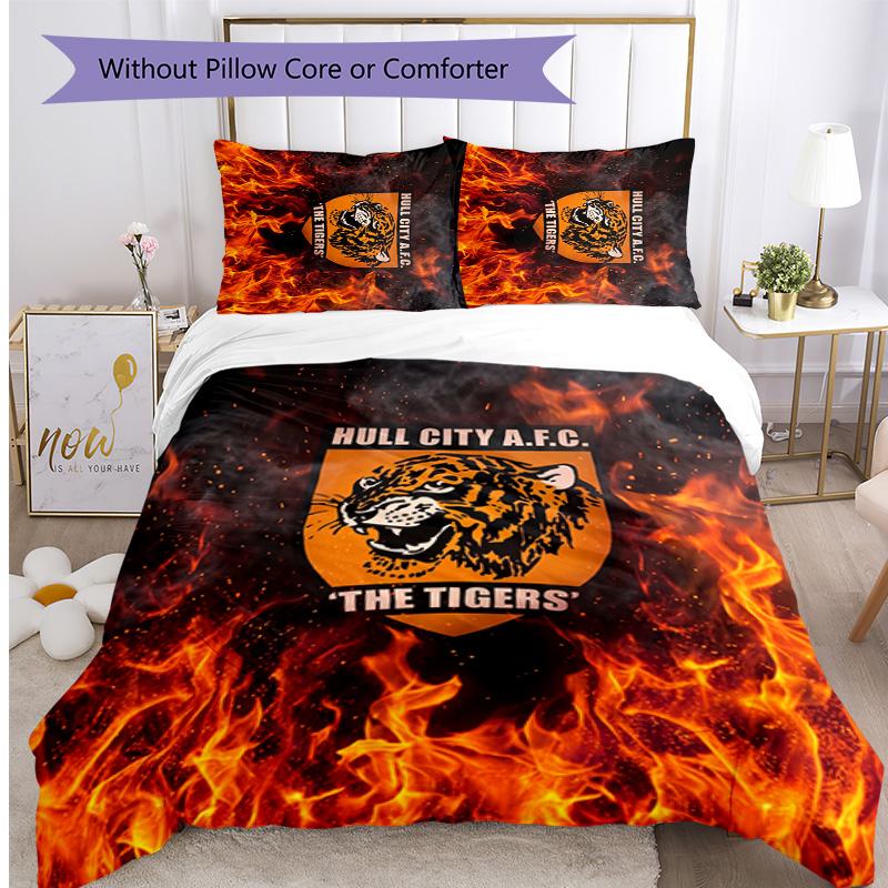 3- Piece Постельное белье с принтом Hull City Football, Удобный, приятный для кожи Комплект пододеяльника для спальни