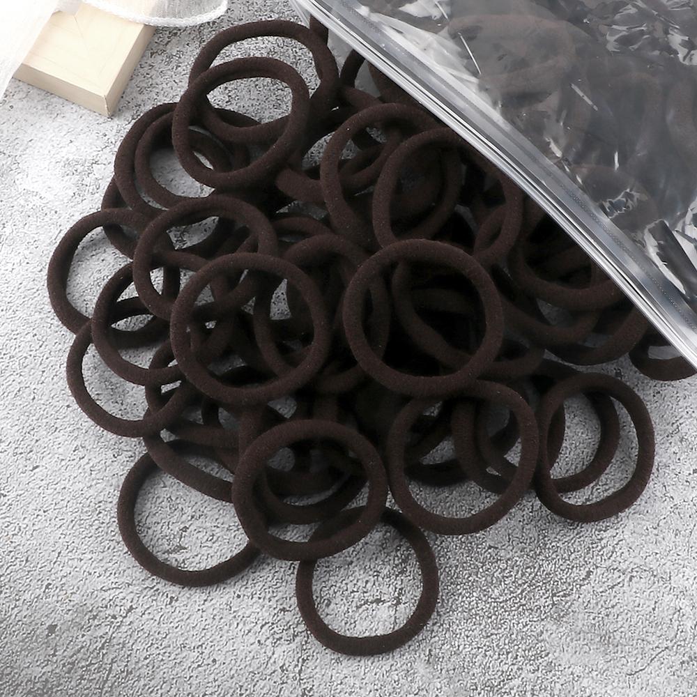 100/200 шт. Эластичные женские резинки для волос, завязки 4 см, темные цвета, повязка на голову, аксессуары для волос для девочек, головные уборы, не повреждающие волосы