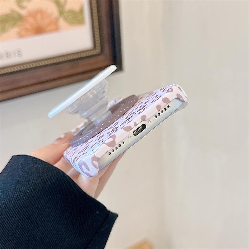 Розовый Леопардовый Кот Магнитный Чехол-подставка для iPhone 17/16 Pro Max/15 Pro