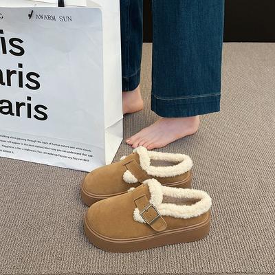 Тапочки Mao Mao женская верхняя одежда 2025 новый осень и зима бархатная сумка голова хлопковые тапочки толстая подошва Birkenstock полусапоги угги женские