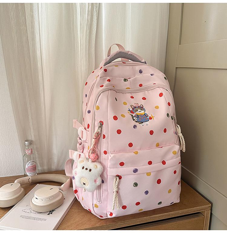 Школьная сумка новый повседневный рюкзак в горошек нейлоновый дорожный большой рюкзак большой вместимости корейская версия прочная и долговечная студенческая школьная сумка