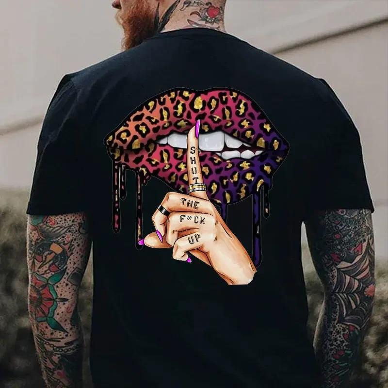 SHUT THE F*CK UP Leopard Lips Print Men's Unisex T-Shirt