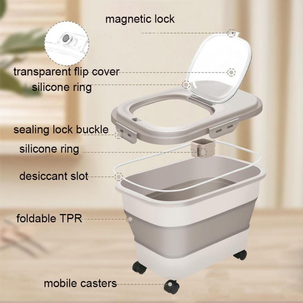 Plastic Dog Food Storage Container Collapsible Pet Food Storage Barrel  For Dogs Cats