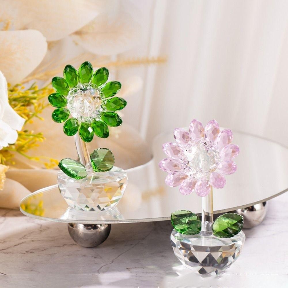 Cartoon Sunflower Ornament Plant Series Crystal Home Decoration Sunflower Figurine Gift