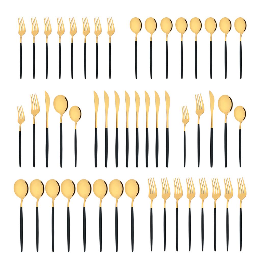 10 человек, черные, серебряные столовые приборы, набор столовых приборов, нож, десертная вилка, ложка, столовая посуда, набор посуды из нержавеющей стали, вечерние кухонные инструменты