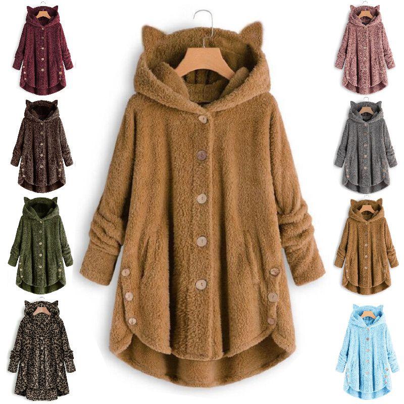 Уютная женская зимняя теплая флисовая толстовка с капюшоном и ушками кошки для повседневного комфорта
