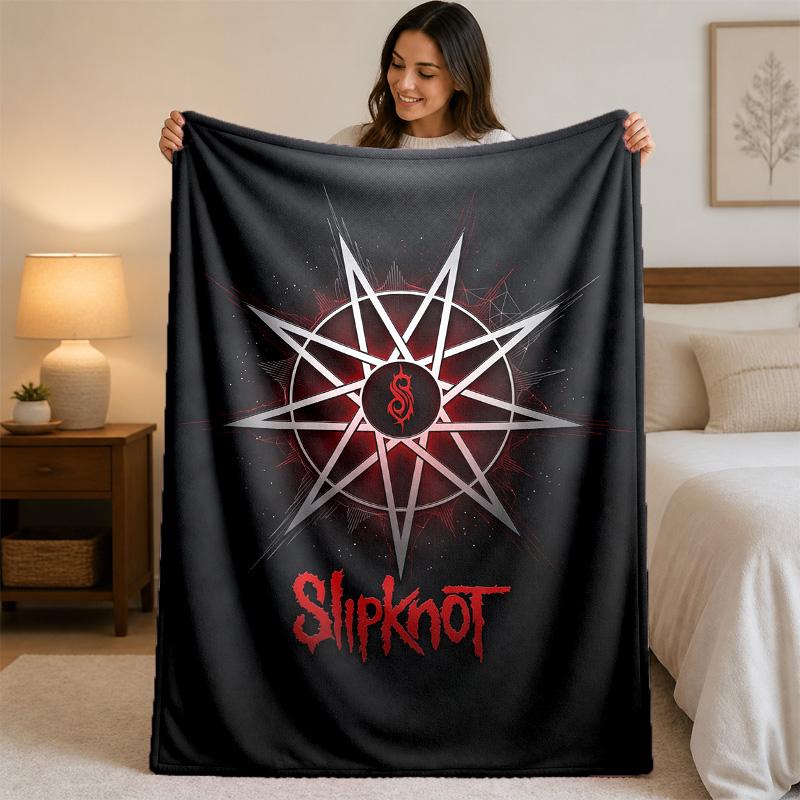 Slipknot Print Flannel Blanket Cozy Lightweight Plush Throw Blanket For Bed Sofa Household Use