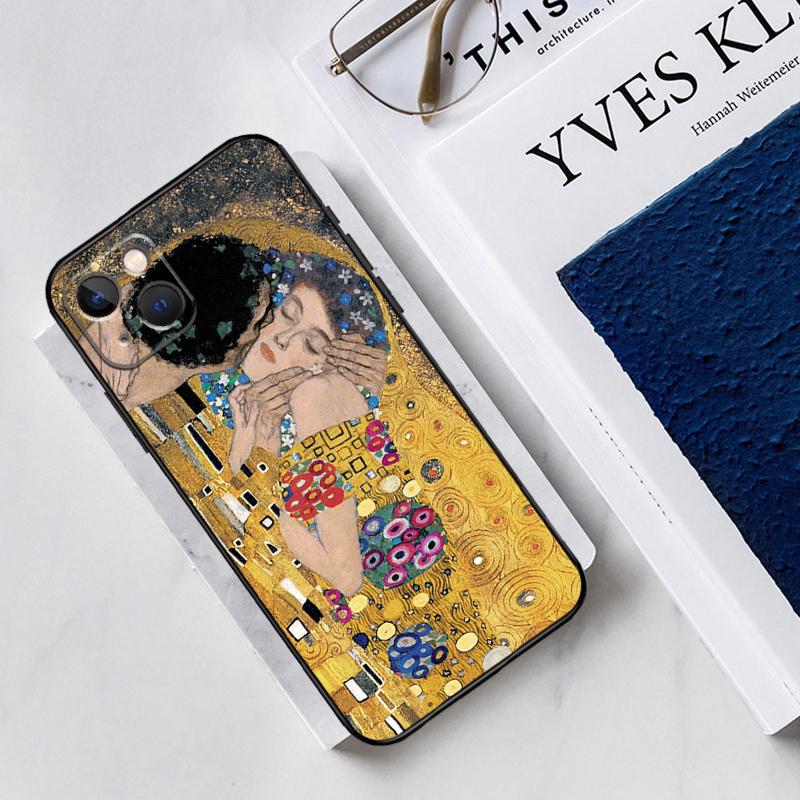The Kiss Gustav Klimt Painting Silicone Case For iPhone 13 11 14 12 Pro Max X XR XS Max 6 7 8 Plus SE2 13 Mini Soft Cover