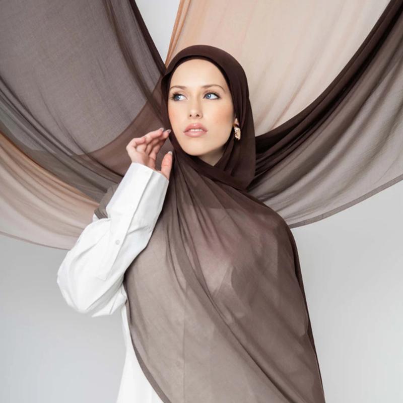 Роскошный Дизайн Модный Женский Классический Хлопковый Шарф Градиентной Расцветки Леди Мягкий Платок Однотонная Шаль Платок Платок Мусульманский Шарф