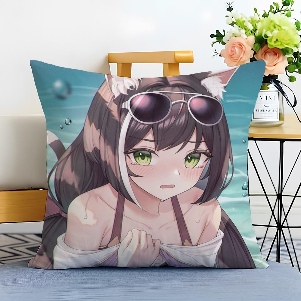 Cat Girl Cute NNekoparaS Cushion Cover Washable Linen Pillowcase Soft for Sofa Bed Cozy Home Room Decor