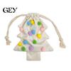 Tiered Christmas Home Decor Tree Drawstring Gift Bag, Plush Pom Bell Hanging Velvet Bags for Candy Ornament, Reusable Pouch Holiday Door Decorative