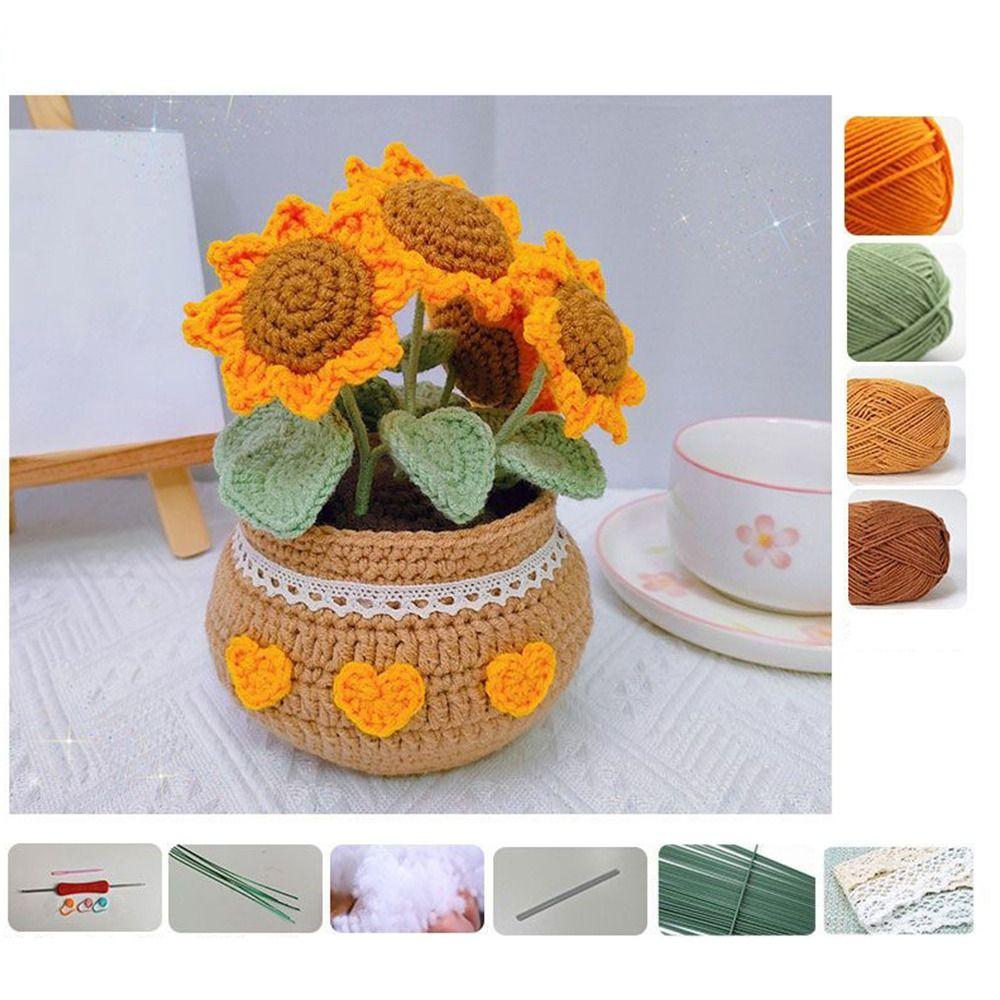 Knit Kits Crochet Kit Tulip Flowerpot Crochet Starter Kit Handmade Crafts Lovers