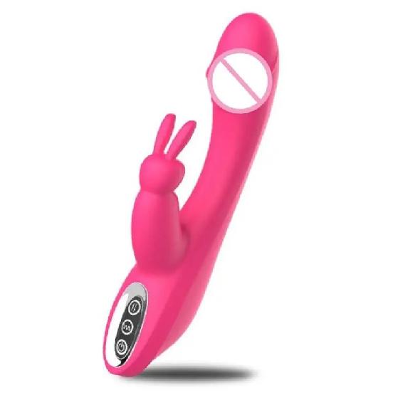 2 in 1 Rabbit Vibrator G-Spot Dildo Vibe Waterproof Clit Stimulate Masturbation Massager Rechargeable Adult Sex Toys for Women%