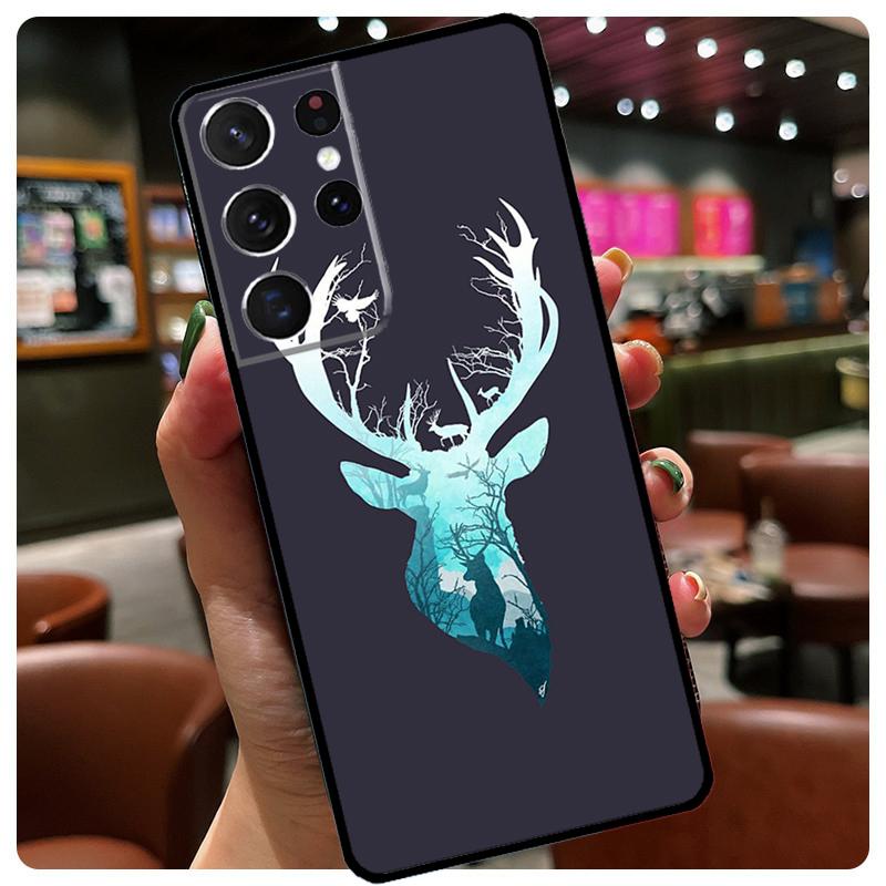Starry Sky Deer Phone Case For Samsung Galaxy S25 S24 S23 S22 S21 S20 Ultra S9 S10 Plus S25 FE S24 FE Cover