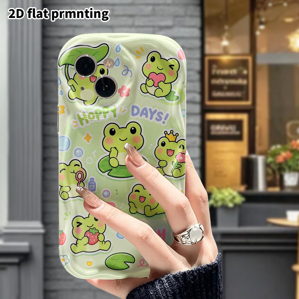 Phone Case: 2D flat design suitable for iPhone 18 17 16 15 14 13 Pro protective case, little frogs in different poses, perfect Christmas and Halloween