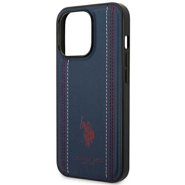 Etui do iPhone 14 Pro Max US Polo Leather Stitch Granatowy