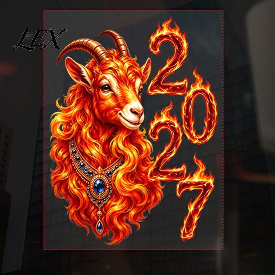 Easy Install Glass Clings Chinese New Year Window Stickers, 2027 Goat Static Clings, Decorative Film for Reusable Lunar Xmas Decor Home Shop
