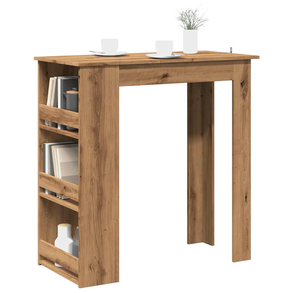Bartisch with Shelf Artisan Oak Finish 102 x 50 x 103.5 cm
