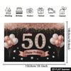Двухмерный фон «Черная Роза и Золото» на 50-летие - Роскошный Баннер с Алмазным Числом 50 для Фотосессии на 50-летие Женщины