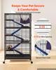 VEVOR Metal Small Animal Cage 149 cm 6-Tier Rolling Ferret Cage On Wheels, 13.97 mm Wire Spacing Large Cages with Hammock, Ramps
