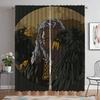 Vikings Odins Ravens Muninn Kitchen Curtains for Living Room Partition Blackout Curtain for Room 2 Panel Halloween Decoration