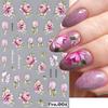 5D Embossed Nail Stickers Pink Peony Lily Rose Flowers Design Self-Adhesive Nail Transfer Sliders Decals DIY Manicure Decals