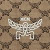 MCM Бежевая сумка-хобо с монограммой и большим белым логотипом для повседневного использования