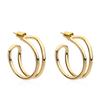 Earrings European and American style Japanese and Korean fresh and exaggerated earrings autumn and winter retro c-shaped stainless steel earrings