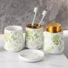 320 мл Керамический флакон для лосьона Зеленый лист Набор для мытья Простой Шампунь Средство для снятия макияжа Бутылка для хранения воды Подставка для зубных щеток Мыльница