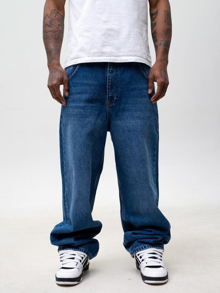 Wide Baggy Jeans Men's Blue Method Sport Laur Pocket L