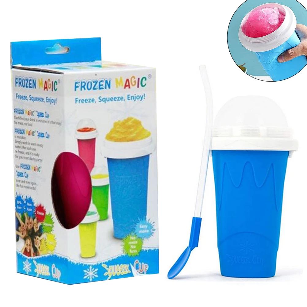 Quick Frozen Smoothies Cups Slushy Ice Cream Maker Milkshake Cooling Cup Silicone Squeeze Slushy Cup DIY Homemade Freeze Drinks