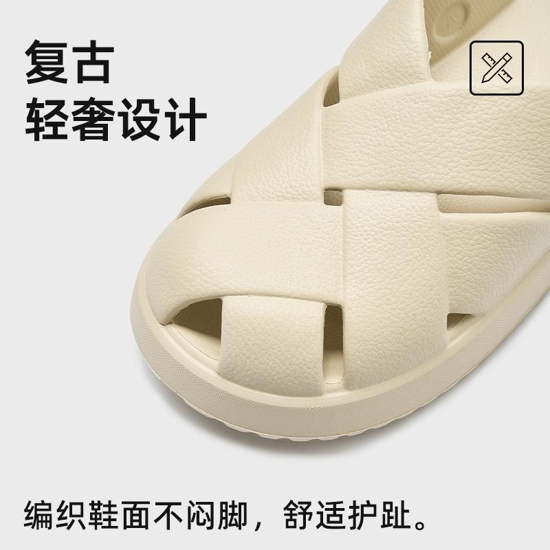 Ретро стиль сумка голова тапочки женские домашние комнатные нескользящие прохладные тапочки для улицы продвинутое чувство дышащие не пахнущие ноги тапочки мужские