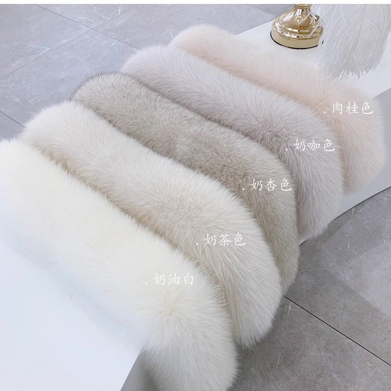Fox Hair Scarf Women's Winter Double-sided Scarf Korean Version Long Thickened Cross Neck Cover Imitation Fur Rabbit Fur Scarf