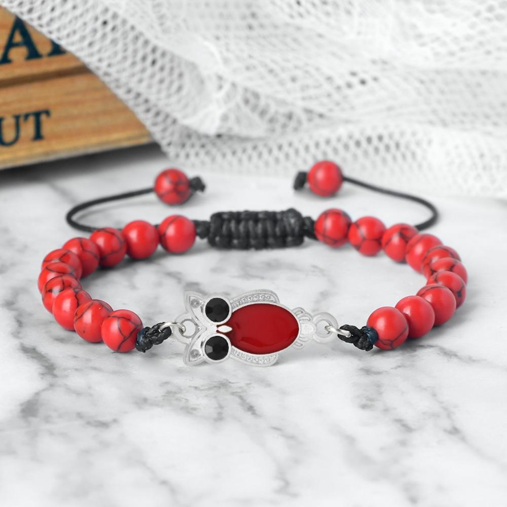 6 мм Кулон Сова Черный Матовый Браслет Для Мужчин Регулируемый Животное Шарм Браслет Бохо Готическая Бижутерия Идея Подарка Унисекс Изящный Аксессуар