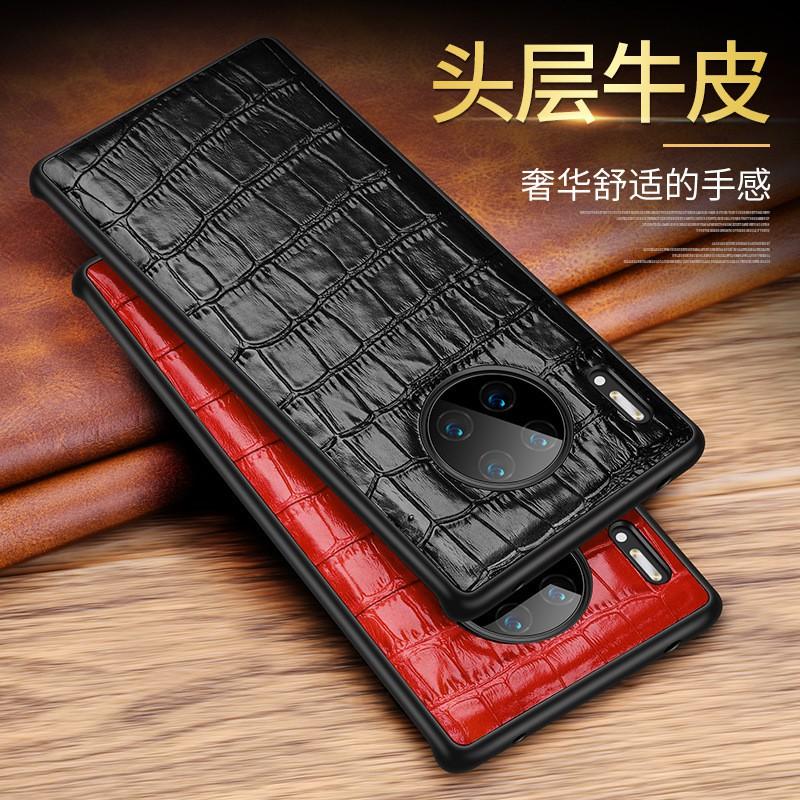 Genuine Leather Crocodile Texture Full Cover Shockproof Case Mate 30 Pro 5G Men Women