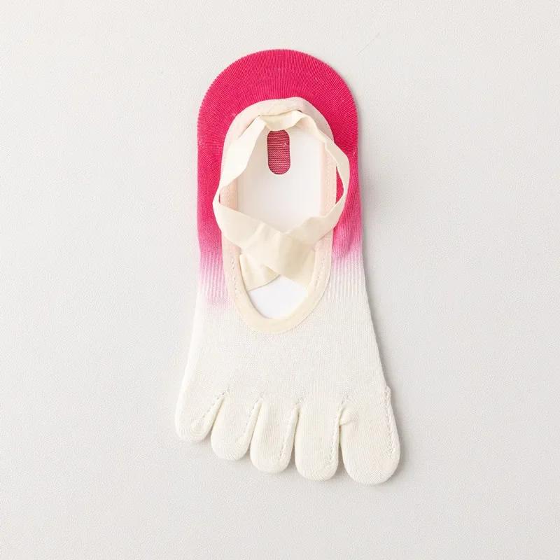 Носки для йоги с пятью пальцами, дышащие, с открытой спиной, бандажные, балетные, пилатесные, женские, профессиональные, силиконовые, нескользящие, танцевальные, спортивные носки