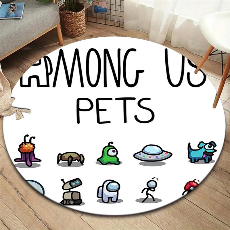 Круглый ковер Among Us, Ковер для гостиной, спальни, дивана, игровой комнаты, Нескользящий коврик для пола