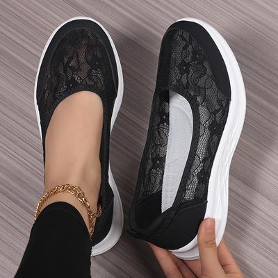 Полые одинарные туфли новые большого размера кружевные туфли для ходьбы дышащая сетка спортивные ленивые туфли для мамы
