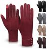 Simple Velvet Gloves Five Finger Cycling Driving Gloves Full Finger Mittens  Girls