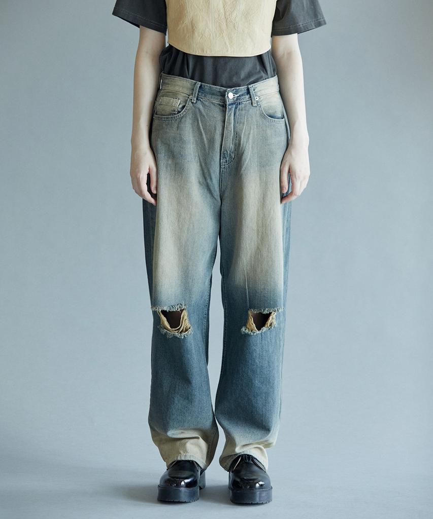 PINBLACK Vintage Dirty Distressed Denim Pants