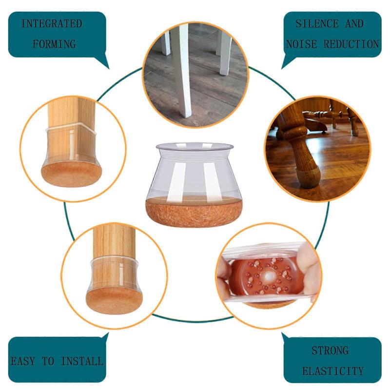 16Pcs Silicone Chair Leg Floor Protectors Felt Bottom Furniture Pad Hardwood Floor Protectors Easy to Install S