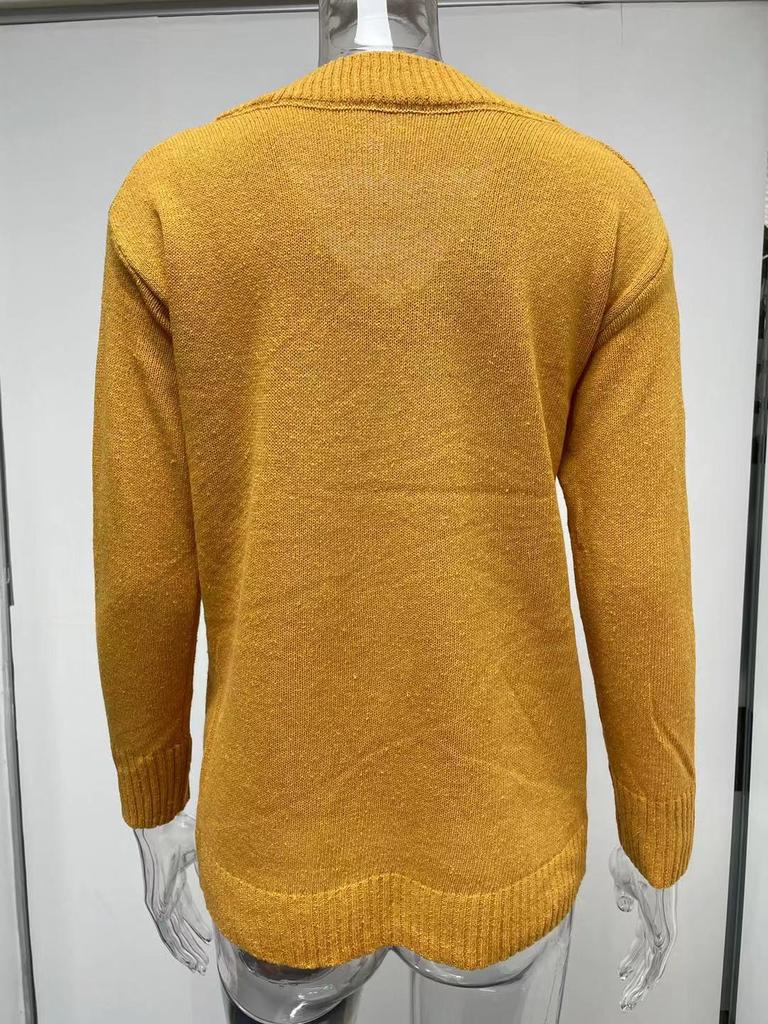 Модный женский свитер 2025 года осень и зима однотонный женский свитер с V-образным вырезом и длинным рукавом трикотажный топ трикотажная одежда джемпер базовый свитер пуловер