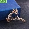 Fashion Deer Creative Vintage Brooches For Women Lady Trendy Elegant Clothing Suit Accessories Animal Crystal Pins Badges Gift